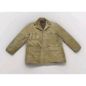 LARGE Salem Sportswear Corduroy Chore Barn Coat Jacket Faux‎ Fur Lined *FLAWS*